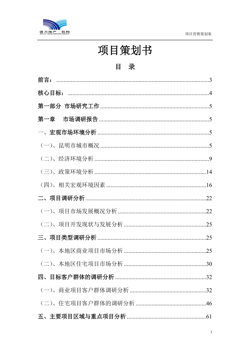 昆明市商业地产开发项目策划书.doc